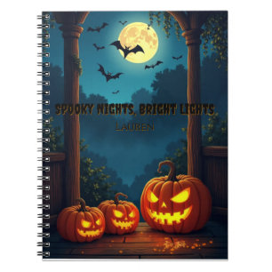 Carnet Nuits effrayantes Lumières vives Nom personnalisé
