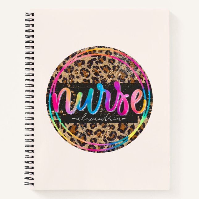 Carnet "Nurse - Love, Inspire, Heal" en couleur arc-en-ci (Devant)