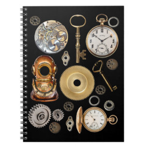 Carnet Objets Steampunk Gears Pocket watch Squelette Key