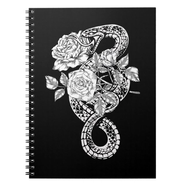 Carnet Occulte Serpent Rose Wicca Goth Witchcraft (Devant)
