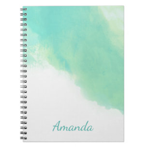 Carnet Océan Aqua Blue Aquarelle Abstraite avec Monogramm