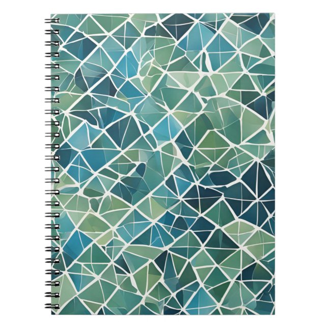 Carnet océanique en mosaïque - Design bleu et vert (Devant)