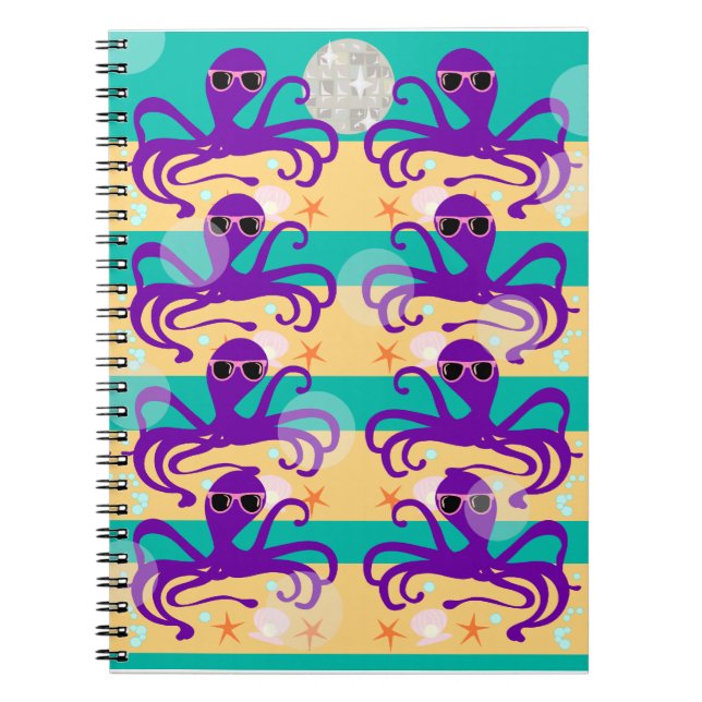 Carnet Octo Party Octopus Motif Mer mignonne Créature (Devant)
