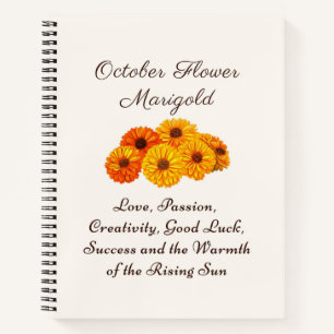 Carnet Octobre Mois de naissance Fleur Marigold Elegant