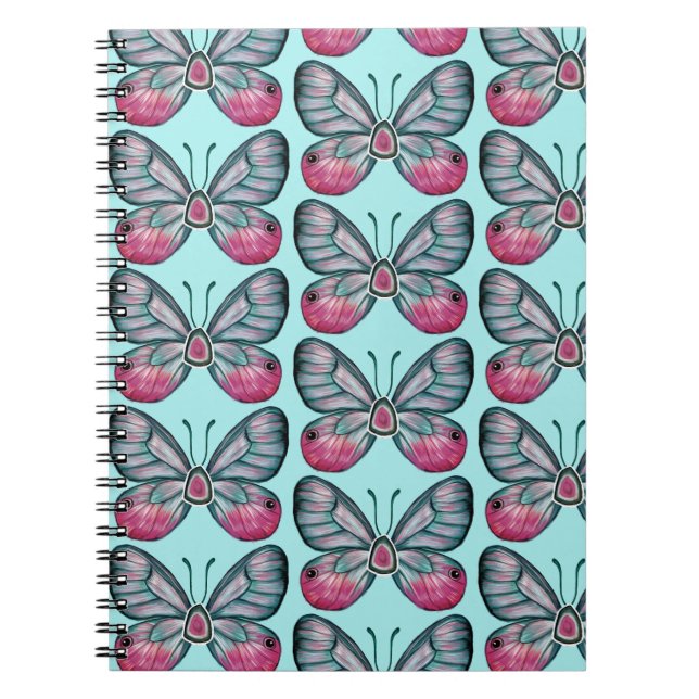Carnet Octobre Turquoise Verre Papillon Motif Design (Devant)