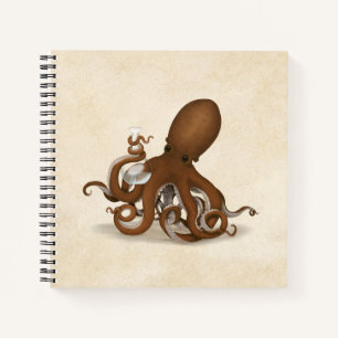 Carnet Octopus avec flacon Steampunk Chimie Science