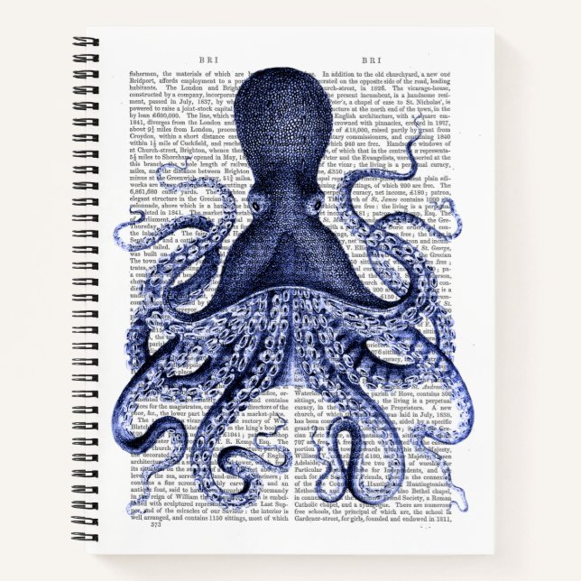 Carnet Octopus bleu (Devant)