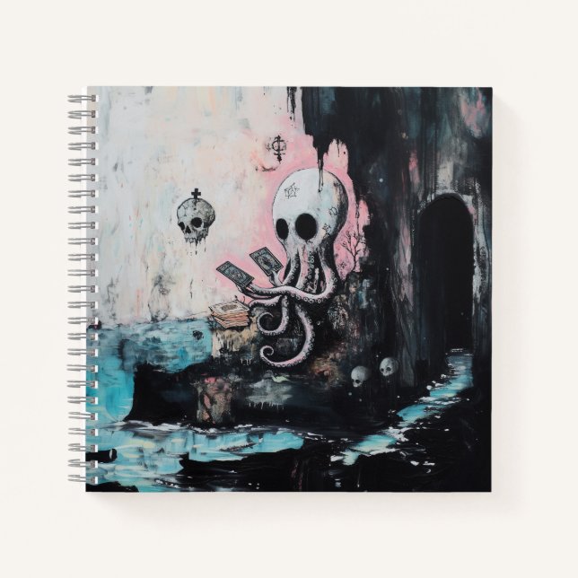 Carnet Octopus Skull Tarot Oracle Cartes Witchy AI Art (Devant)