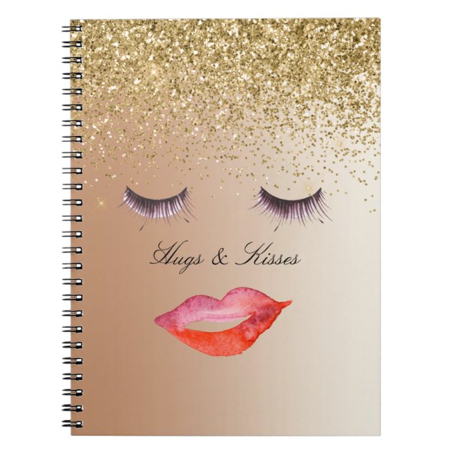 Carnet Oeil et lèvres Gold Parties scintillant Ombre (Devant)