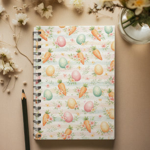 Carnet Œufs de Pâques Pastel & Carottes Motif Aquarelle