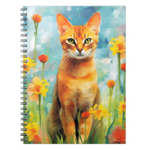 Carnet OEuvre colorée d'aquarelle Abyssinian cat