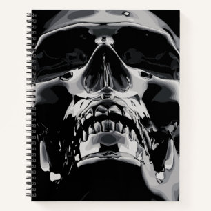 Carnet Œuvre d'art de crâne métallique brillant