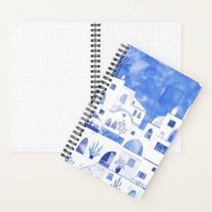 Carnet Oia Santorini Grèce Aquarelle Ville Peinture