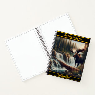 Carnet Oie majestueuse près d'une cascade tranquille à l'