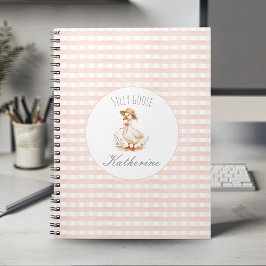 Carnet Oie Ridicule Élégant Rose Filles Nom Personnalisé
