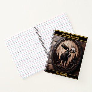 Carnet Oie sculptée en bois dans un cadre forestier