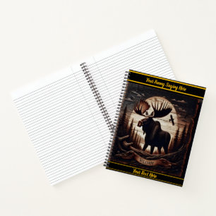 Carnet Oie sculptée en bois en milieu forestier