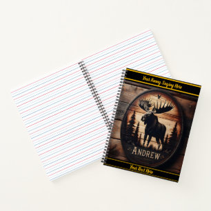 Carnet Oie sculptée en bois sur une scène forestière