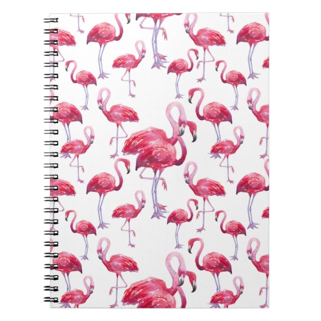 Carnet Oiseau d'aquarelle de Flamant rose exotique (Devant)