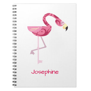 Carnet Oiseau de Flamant rose rose personnalisé