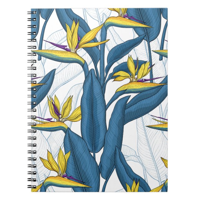 Carnet Oiseau de fleurs de paradis sur blanc (Devant)