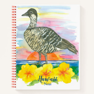 Carnet Oiseau de l'État d'Hawaii Nene Hibiscus Coucher de