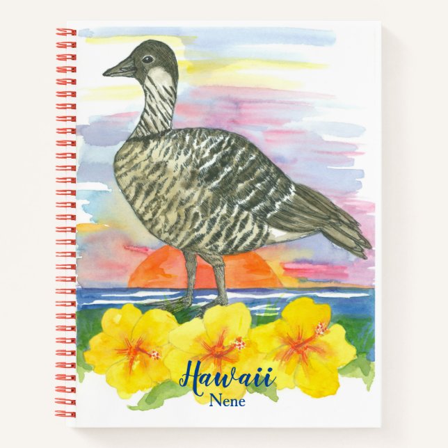 Carnet Oiseau de l'État d'Hawaii Nene Hibiscus Coucher de (Devant)