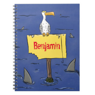 Carnet Oiseau de mer amusant entouré de dessins animés de