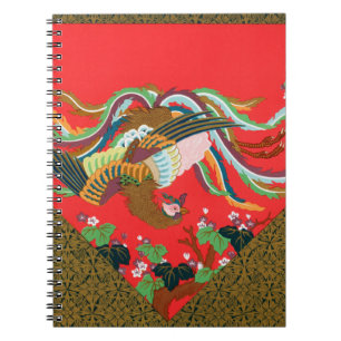 Carnet Oiseau Phoenix Rouge Vintage Art Japonais G.A. Aud