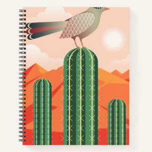Carnet Oiseau Sur Un Cactus