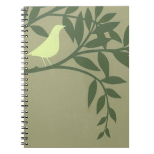 Carnet Oiseau vert été perché sur la branche verte