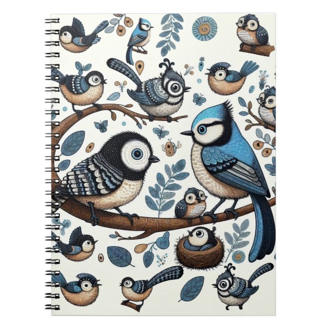 Carnet Oiseaux bleus excentriques (Devant)