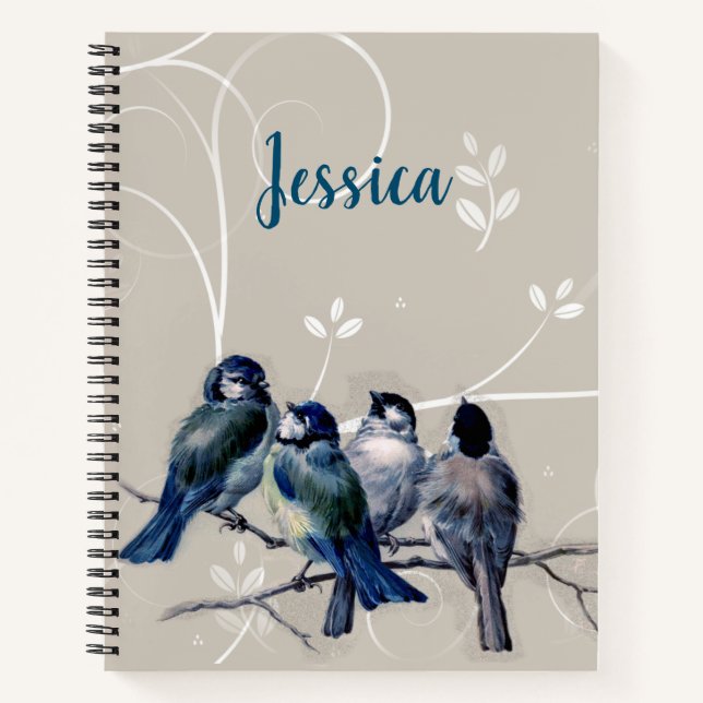 Carnet Oiseaux bleus sur une branche (Devant)
