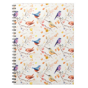 Carnet Oiseaux d'aquarelle sur Motif de branche