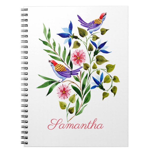 Carnet Oiseaux et fleurs colorés (Devant)