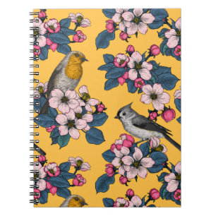 Carnet Oiseaux et fleurs sur le jaune