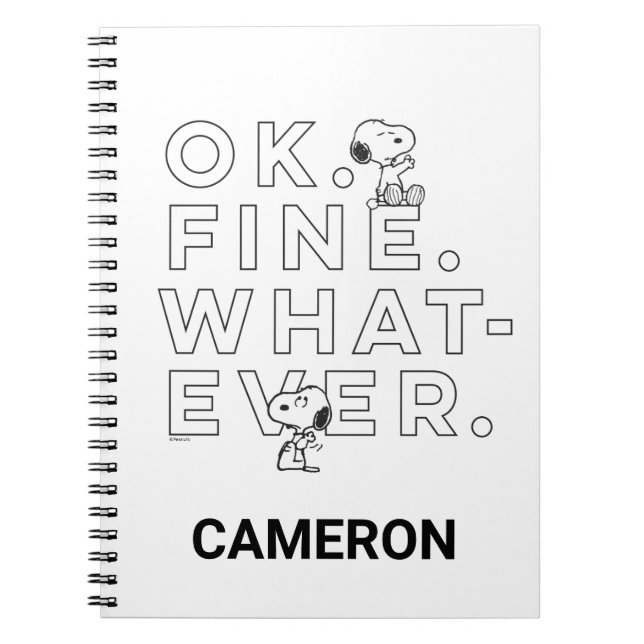 Carnet "Ok. Bien. Peu importe." - Snoopy (Devant)