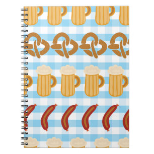 Carnet Oktoberfest : bière, bretzel, motif de saucisses