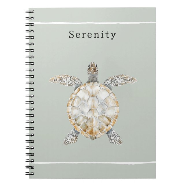 Carnet Olive Green Sea Turtle Personalized  (Devant)