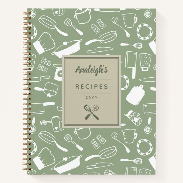 Carnet Olive Green White Main Drake Recettes de cuisine (Devant)