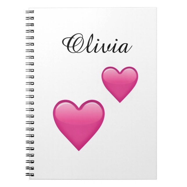 Carnet Olivia Personalized Emoji Hearts NoteBook (Devant)