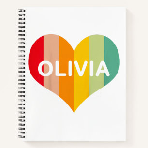 Carnet Olivia Rétro Vintage Cœur Nom