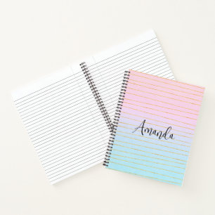 Carnet Ombre bleu rose avec lignes or
