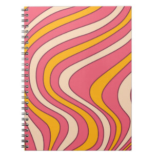 Carnet Ondes de style rétro rose et orange