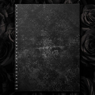 Carnet Onyx Velvet Damask Black Grunge Goth Glam Floral
