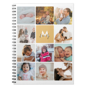 Carnet Onze Collage Photo Simple Monogramme Famille