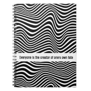 Carnet Op art motif avec lignes ondulées noir et blanc