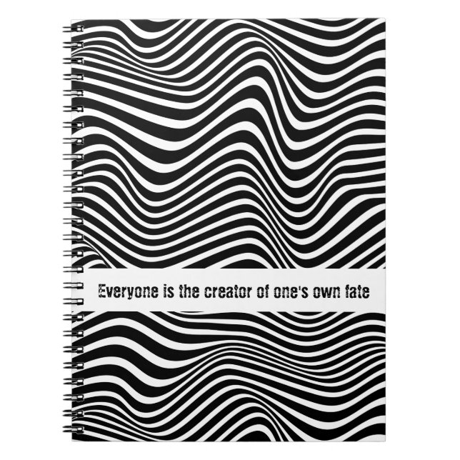 Carnet Op art motif avec lignes ondulées noir et blanc (Devant)