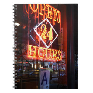 Carnet Open 24 Heures Neon Diner Sign NYC Photography