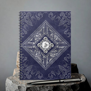 Carnet Opulence bleue et argent   Ornate Bijoux baroque